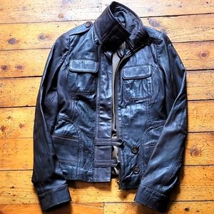Danier brown leather jacket XXS